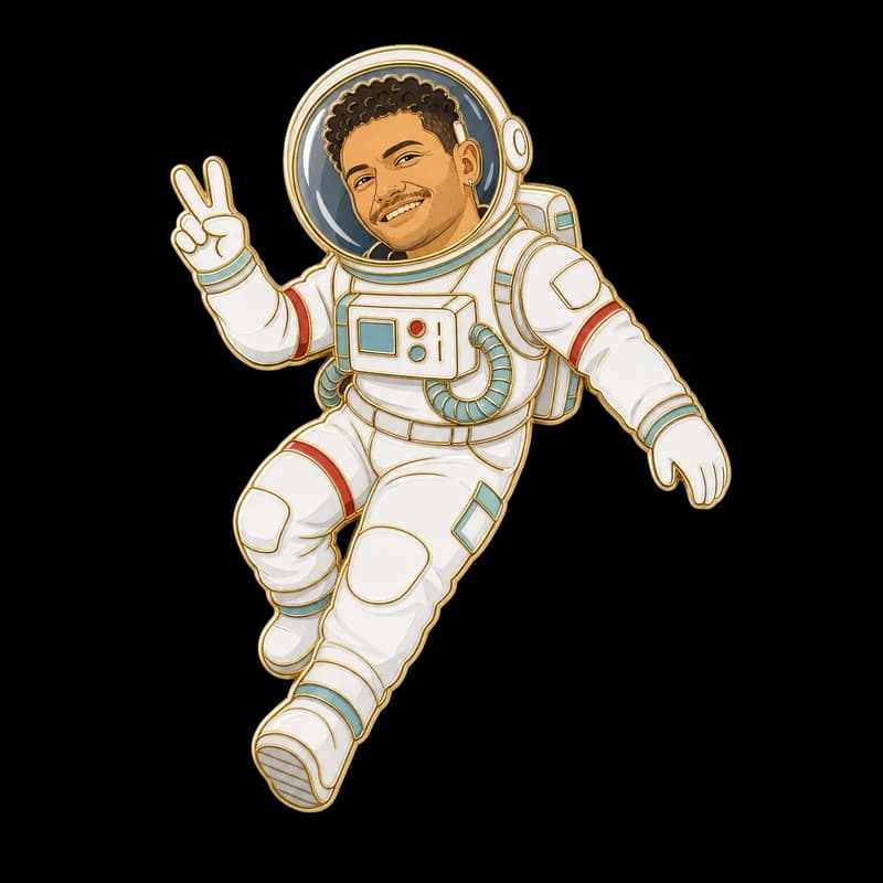 Louis Gonel als Astronaut illustriert